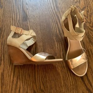 Rose gold and bone wedges